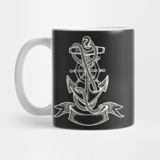 White Ship anchor tattoo Mug